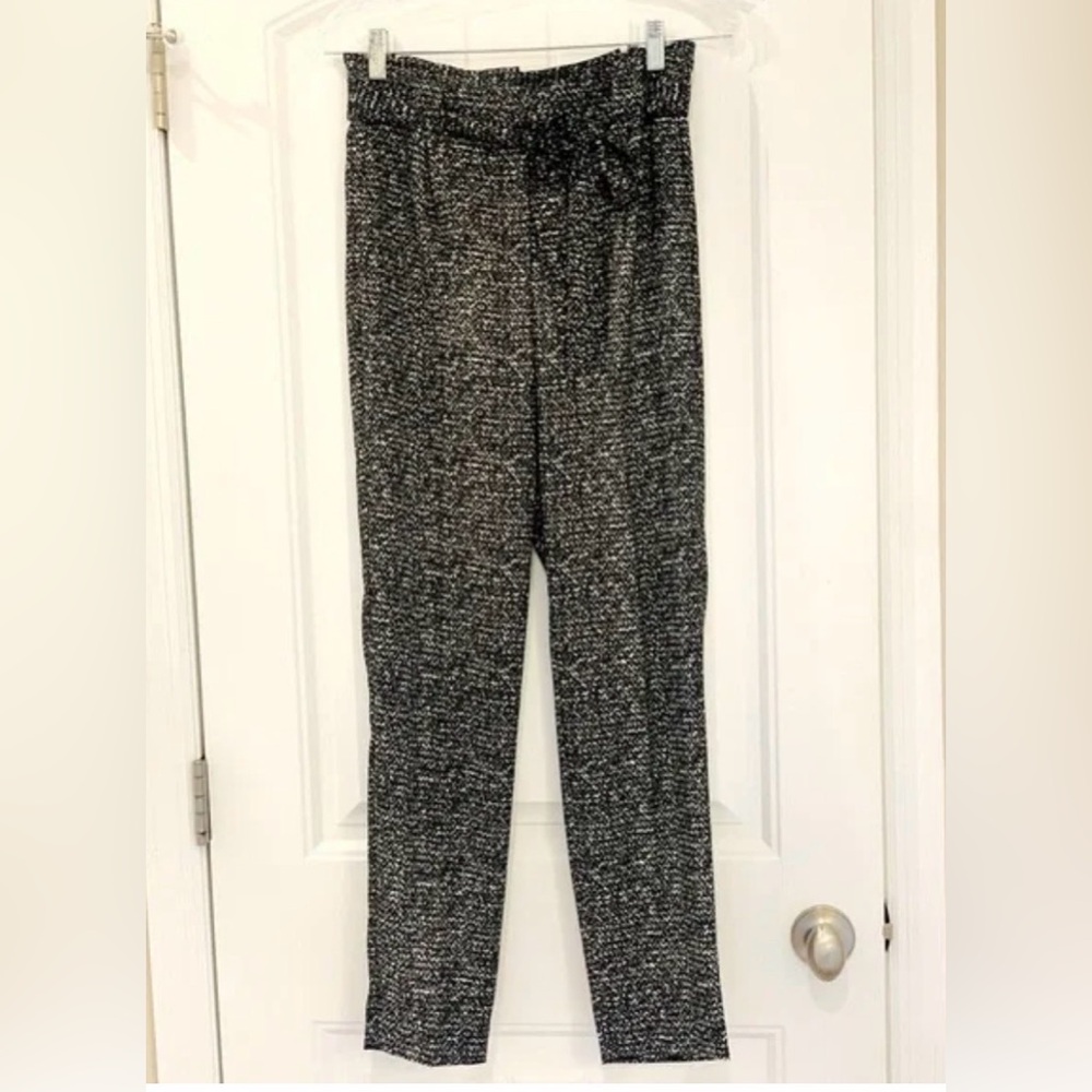 Express Black and White Dress Ankle Belted Pants | Size 10